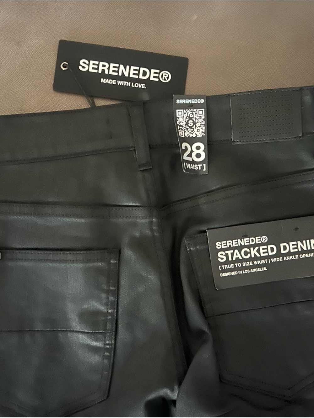 SERENEDE® Black Slim Straight Stacked Denim - Men